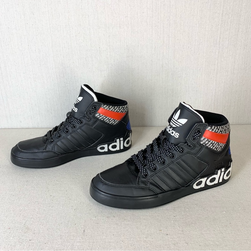 Adidas~Men’s Originals Hardcourt Hi Black Active Red, Blue Athletic Shoes~Sz‎ 8 - Picture 6 of 14